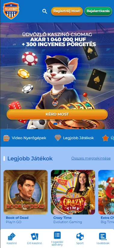 A FeliceBet Casino honlapja iPhone 14 Pro Max készüléken.